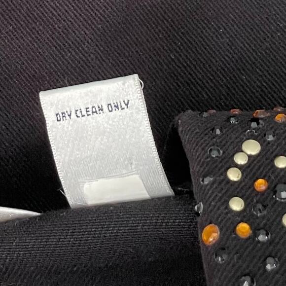 Laura Ashley Womens Size Large Black Embellished Denim Jacket Mobwife Glam Biker - Picture 6 of 10